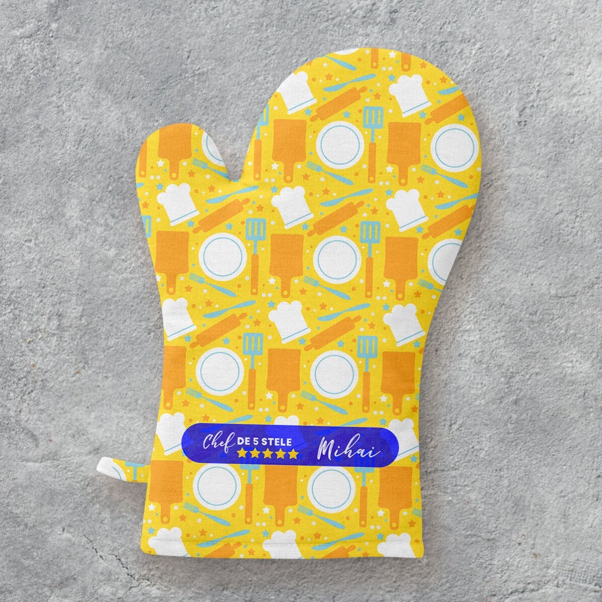 Mănușă de bucătărie personalizată cu text - Chef de 5 stele