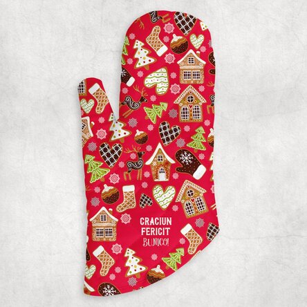 Mănușă de bucătărie personalizată cu text - Gingerbread