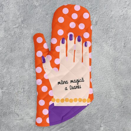 Mănușă de bucătărie personalizată cu text - Model mână