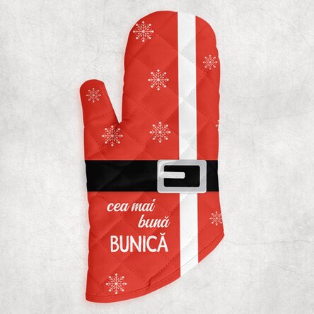 Mănușă de bucătărie personalizată cu text - Moș Crăciun