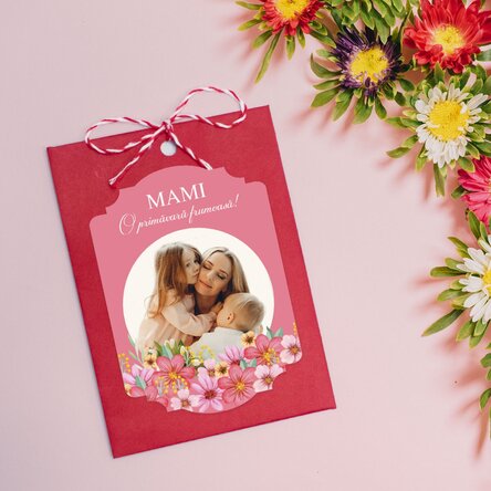 Mărțișor plantabil personalizat cu o poză și mesaj - Floral