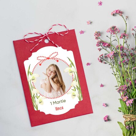 Mărțișor plantabil personalizat cu o poză și mesaj - Ghiocei