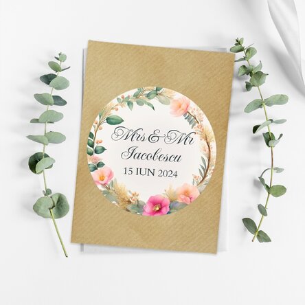 Mărturie plantabilă personalizată cu mesaj - model floral