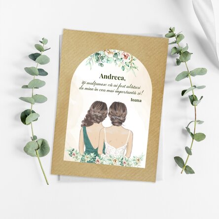 Mărturie plantabilă personalizată cu mesaj pentru domnișoare de onoare