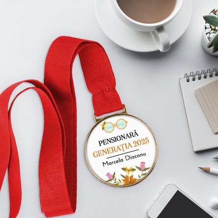 Medalie personalizată cu text - Pensionare