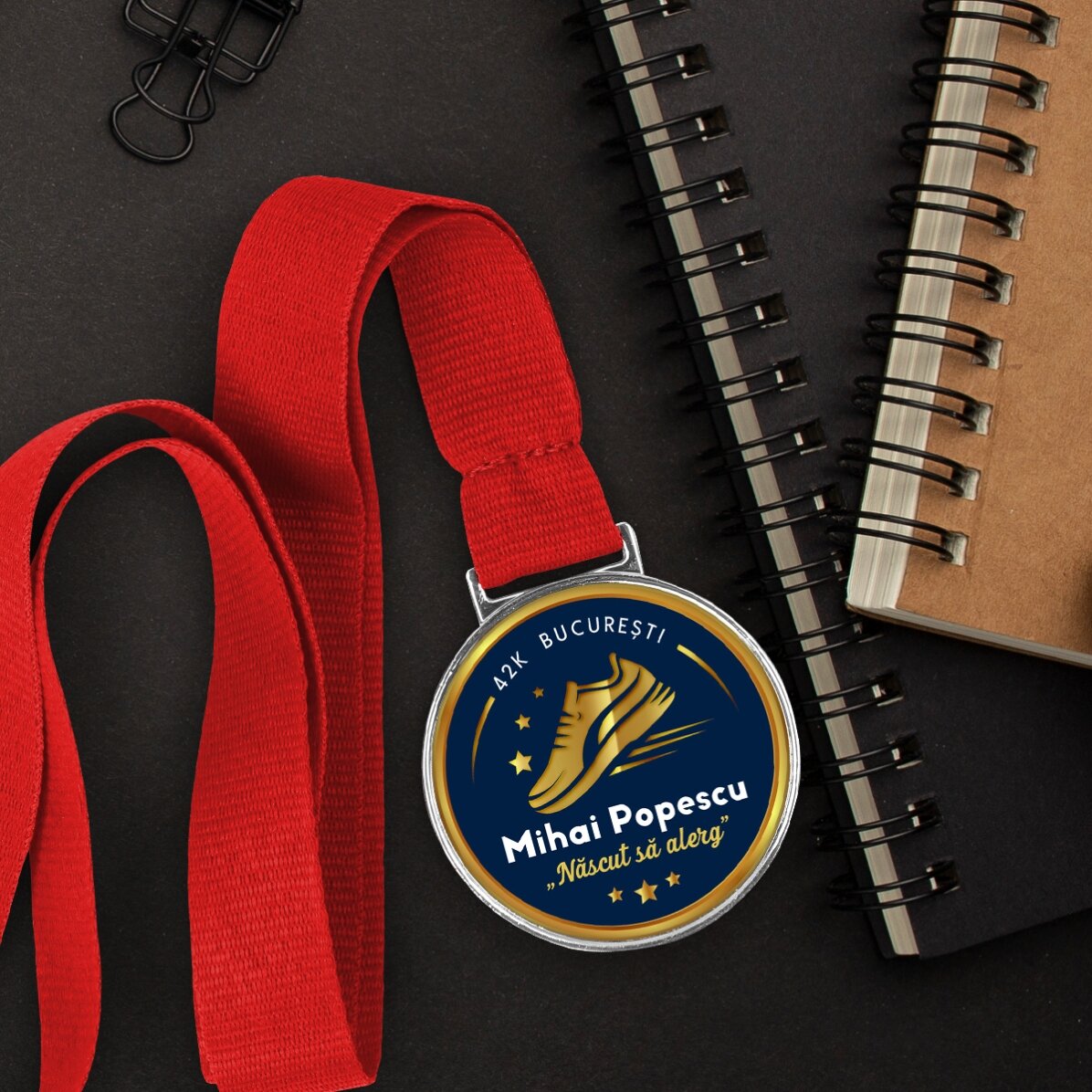 Medalie personalizată cu text pentru alergători