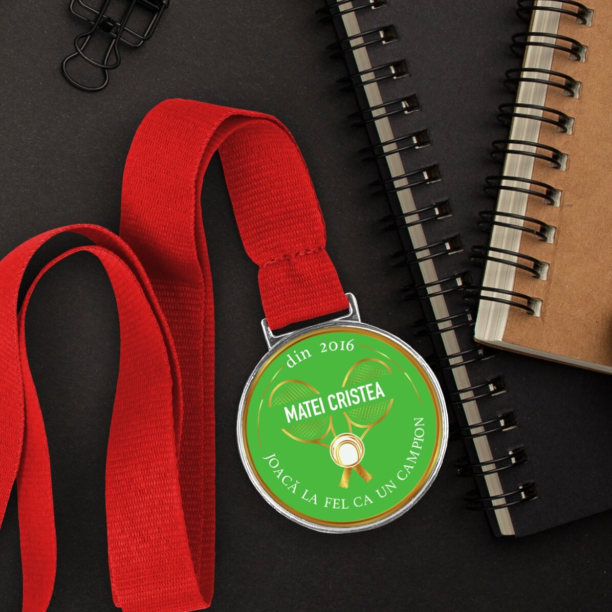 Medalie personalizată cu text - Tenis