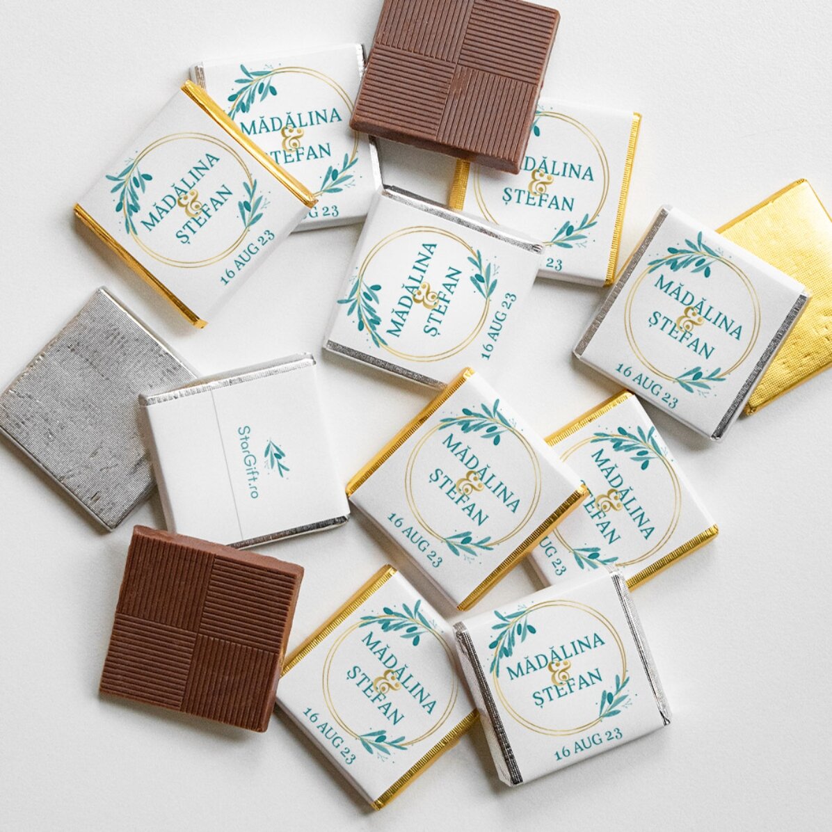 Mini ciocolată mărturie personalizată cu mesaj - Elegant