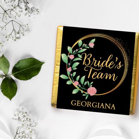 Mini ciocolată mărturie personalizată cu mesaj - Floral