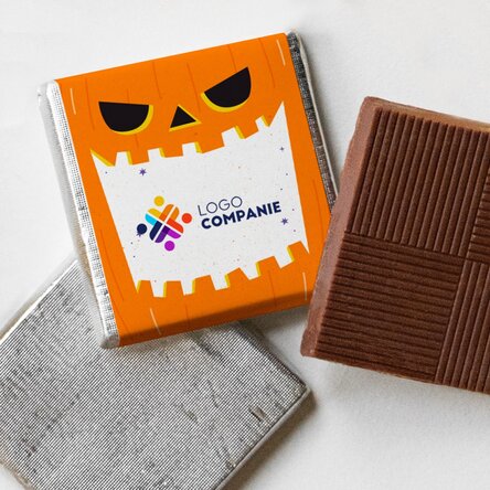 Mini ciocolată personalizată cu logo și mesaj de Halloween - Dovleac