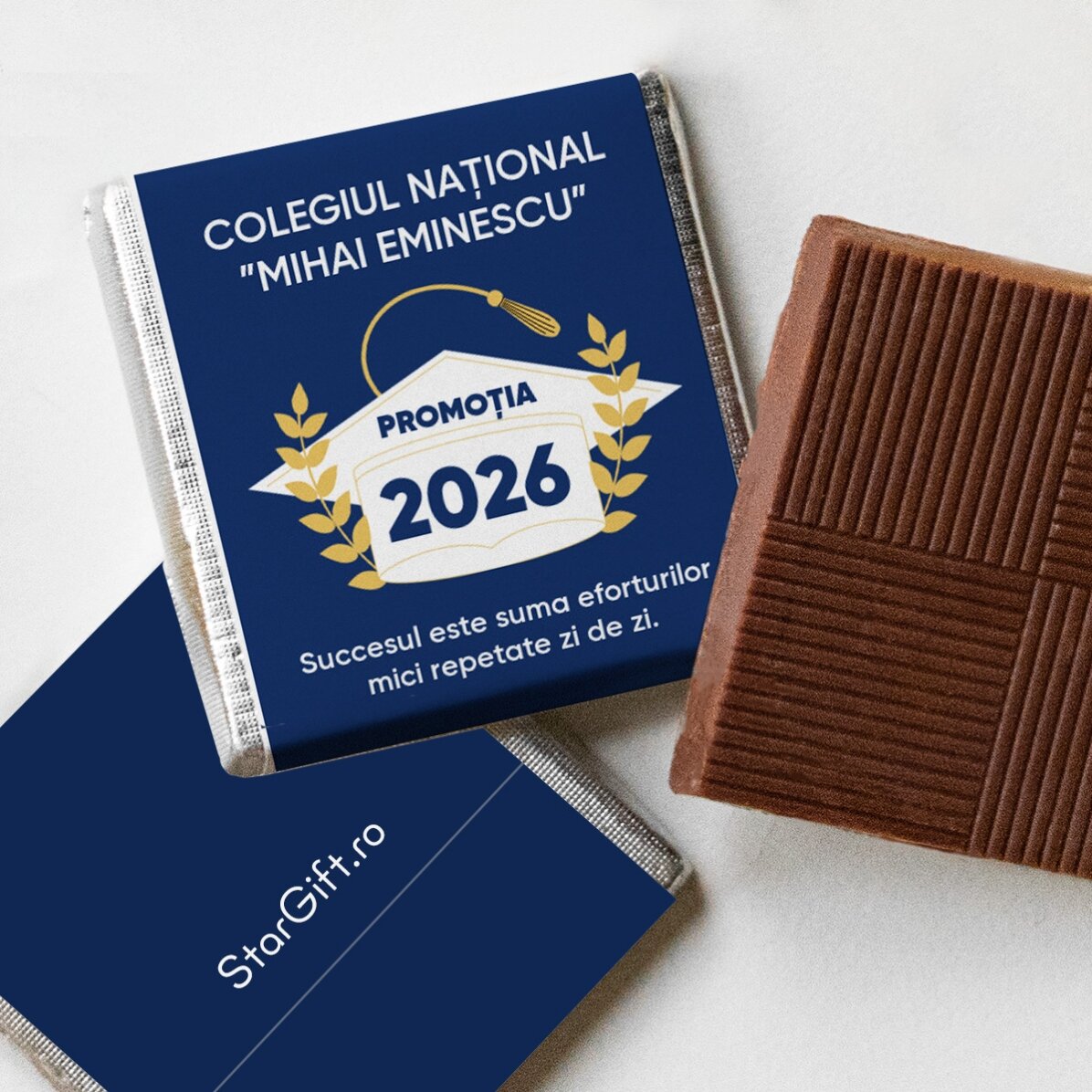 Mini ciocolată personalizată cu mesaj de absolvire