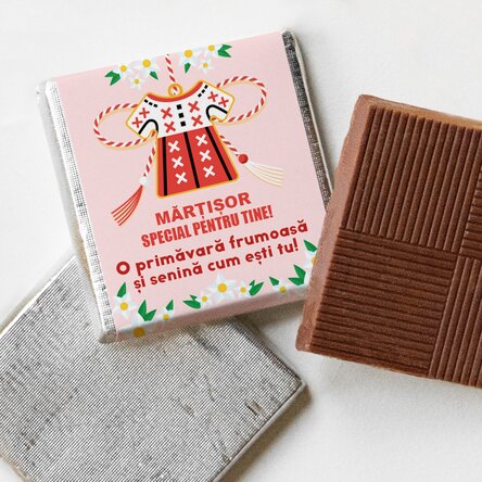 Mini ciocolată personalizată cu mesaj - Mărțișor tradițional
