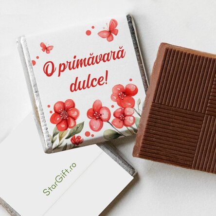 Mini ciocolată personalizată cu mesaj - O primăvară dulce