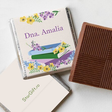 Mini ciocolată personalizată cu mesaj pentru profesoare