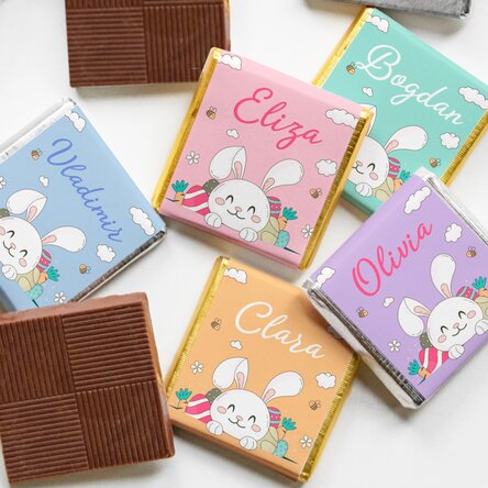 Mini ciocolată personalizată cu nume - Iepuraș