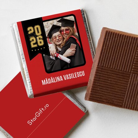 Mini ciocolată personalizată cu nume și an pentru absolvenți