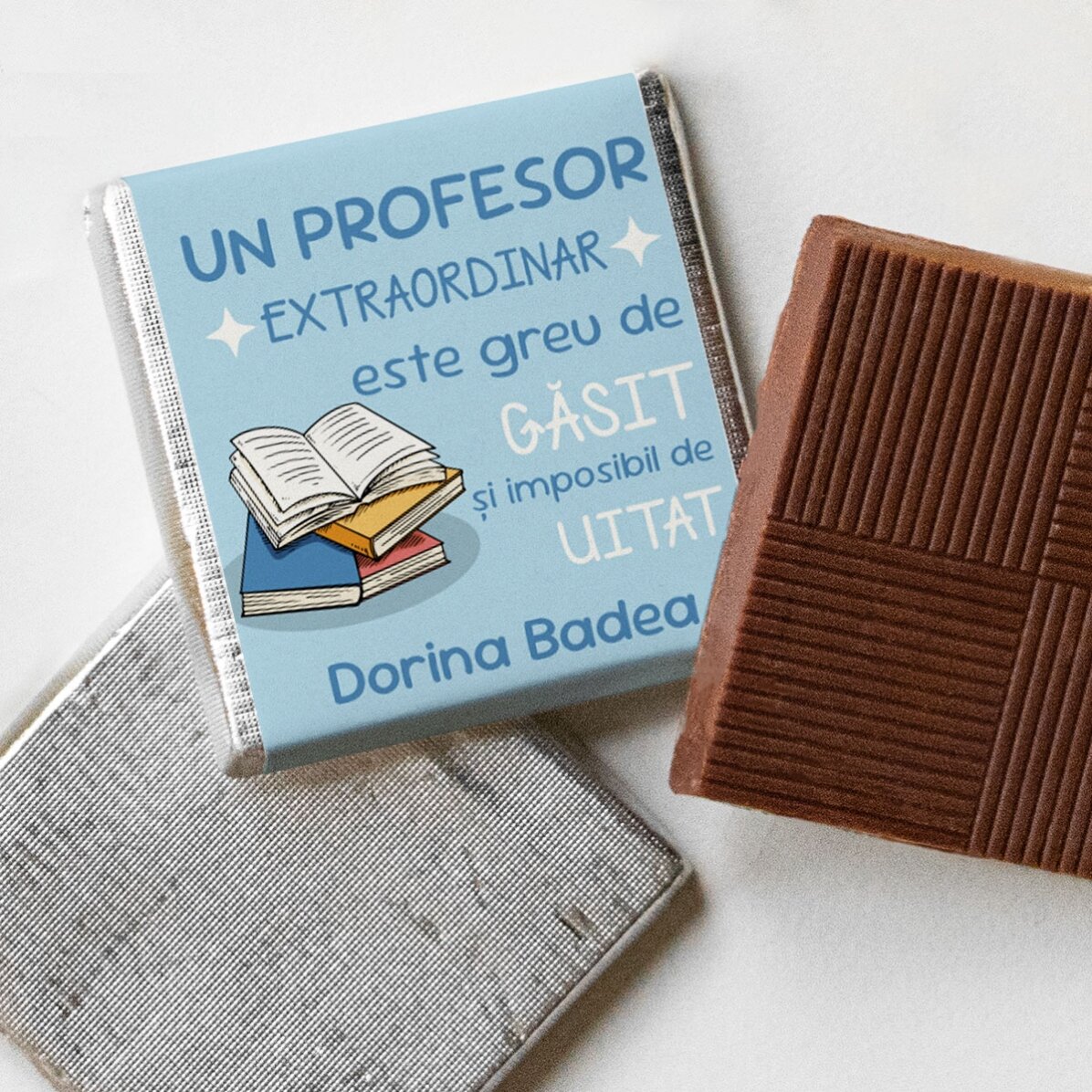 Mini ciocolată personalizată cu text - Books