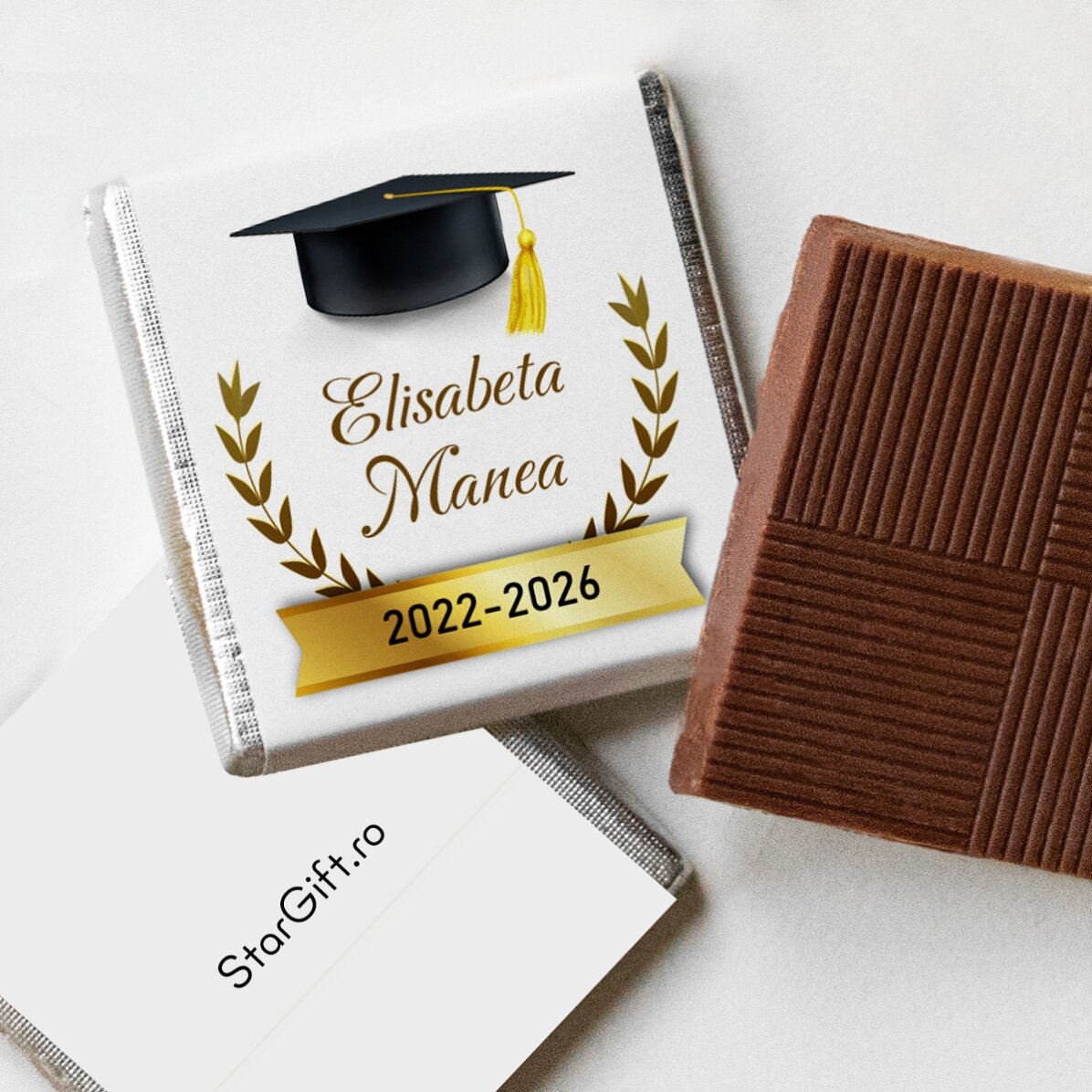 Mini ciocolată personalizată cu text pentru absolvenți