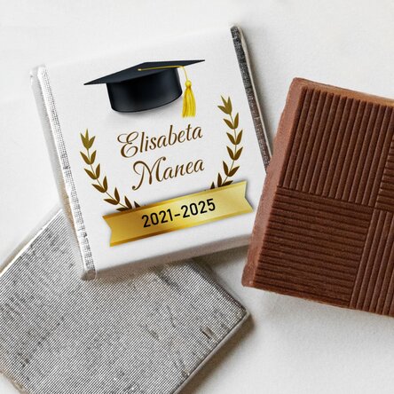 Mini ciocolată personalizată cu text pentru absolvenți