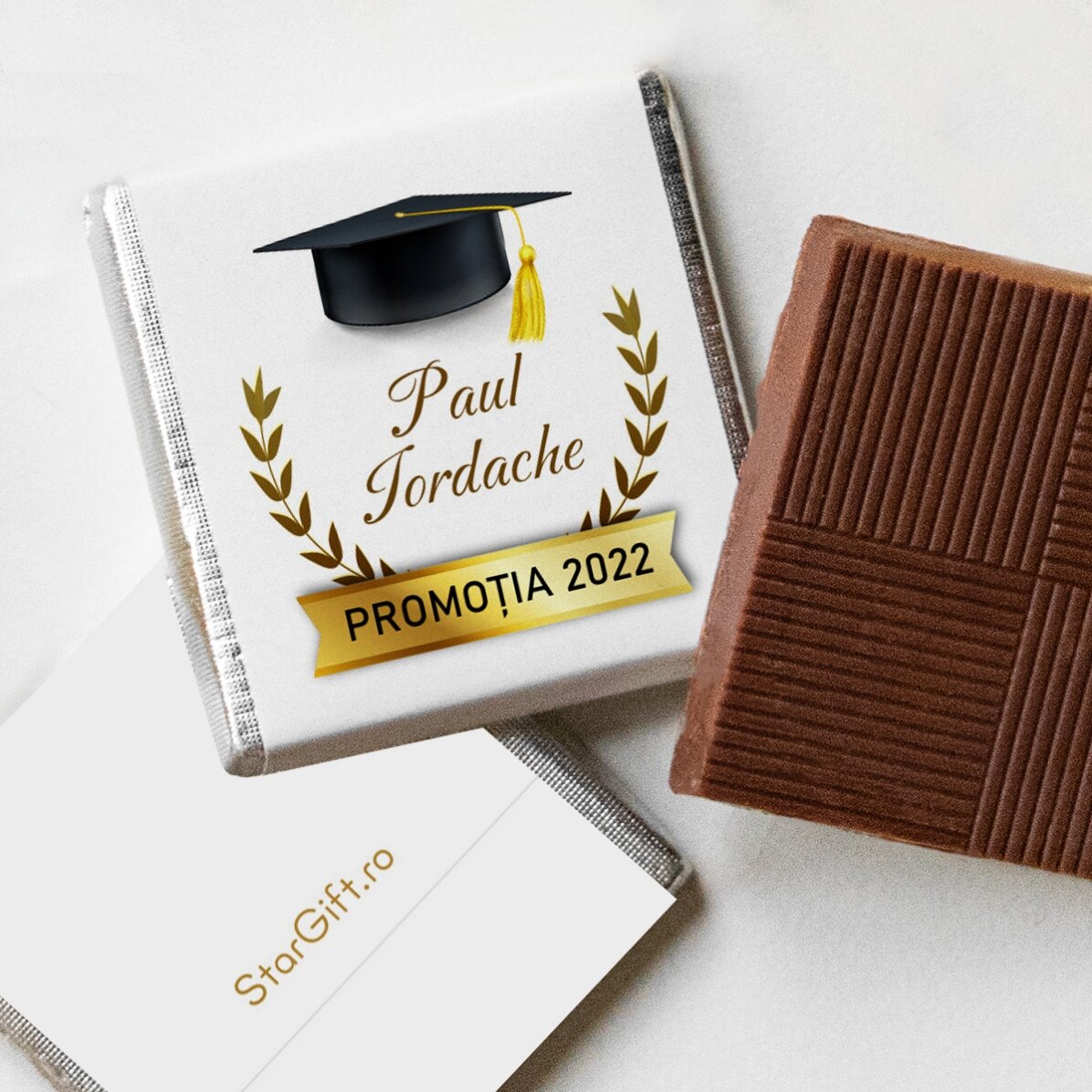 Mini ciocolată personalizată cu text pentru absolvenți