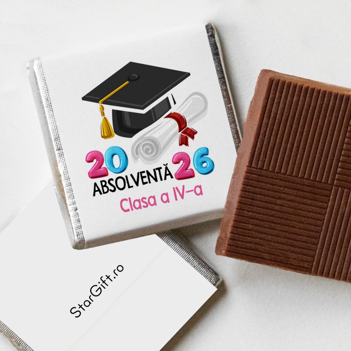 Mini ciocolată personalizată cu text - Sunt absolvent