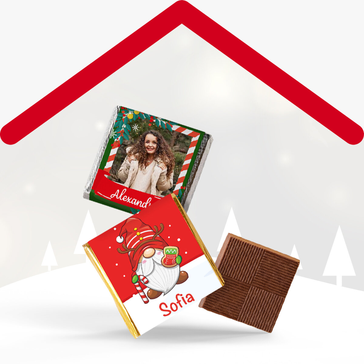 Mini ciocolată personalizată de Crăciun
