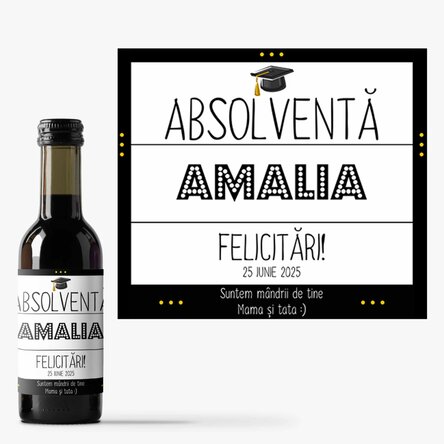 Mini sticluță de vin pentru absolvire personalizată cu text - Deliciul absolvirii
