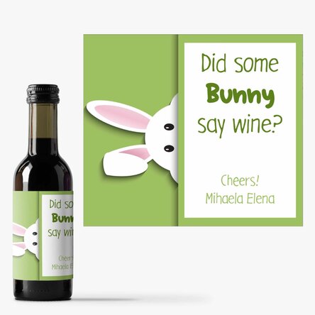 Mini sticluță de vin personalizată cu mesaj - Bunny