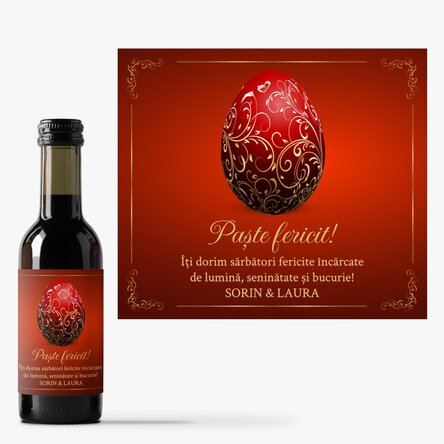 Mini sticluță de vin personalizată cu text - Paște fericit