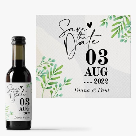 Mini sticluță de vin personalizată cu text - Save the date