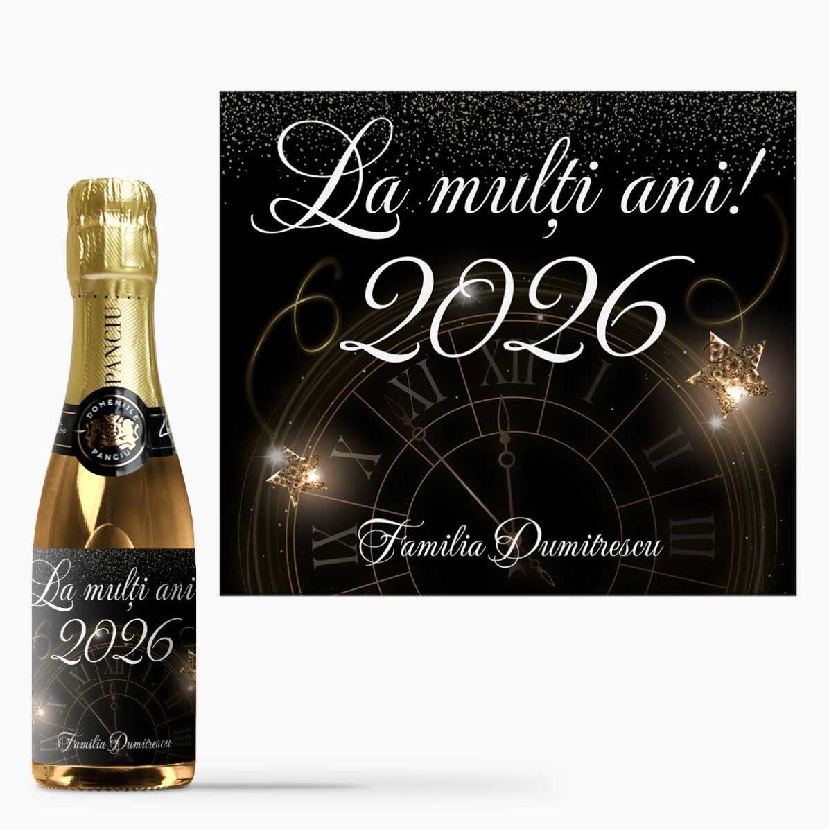 Mini sticluță de vin spumant personalizat cu text - Anul nou