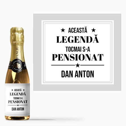 Mini sticluță de vin spumant personalizată cu mesaj - Pensionat