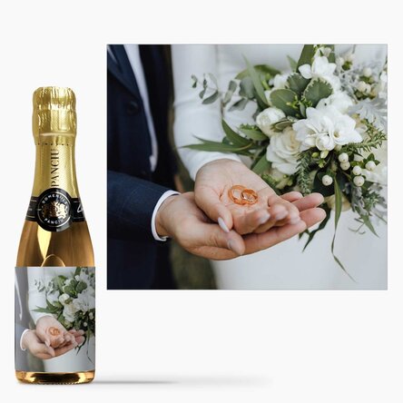 Mini sticluță de vin spumant personalizată cu o poză