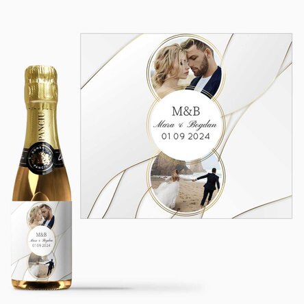 Mini sticluță de vin spumant personalizată cu poză și text - Together