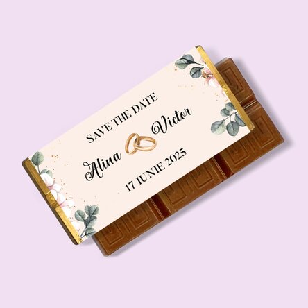 Mini tabletă de ciocolată mărturie personalizată cu mesaj - Suflete pereche