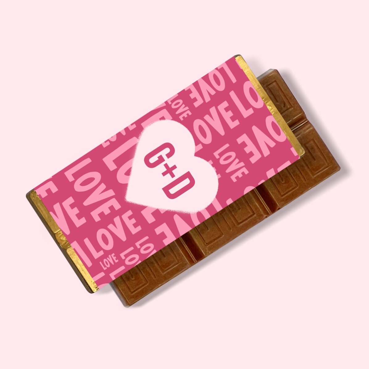 Mini tabletă de ciocolată personalizată cu inițiale - Inimă