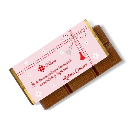 Mini tabletă de ciocolată personalizată cu logo și mesaj - 1 Martie