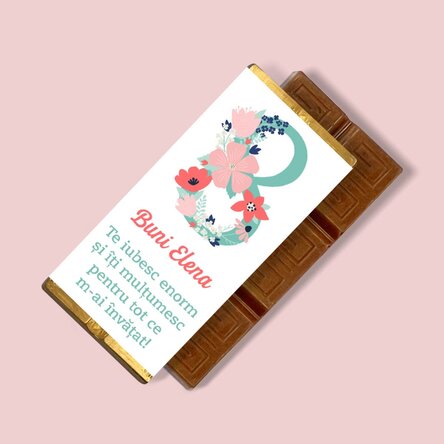 Mini tabletă de ciocolată personalizată cu mesaj - 8 Martie