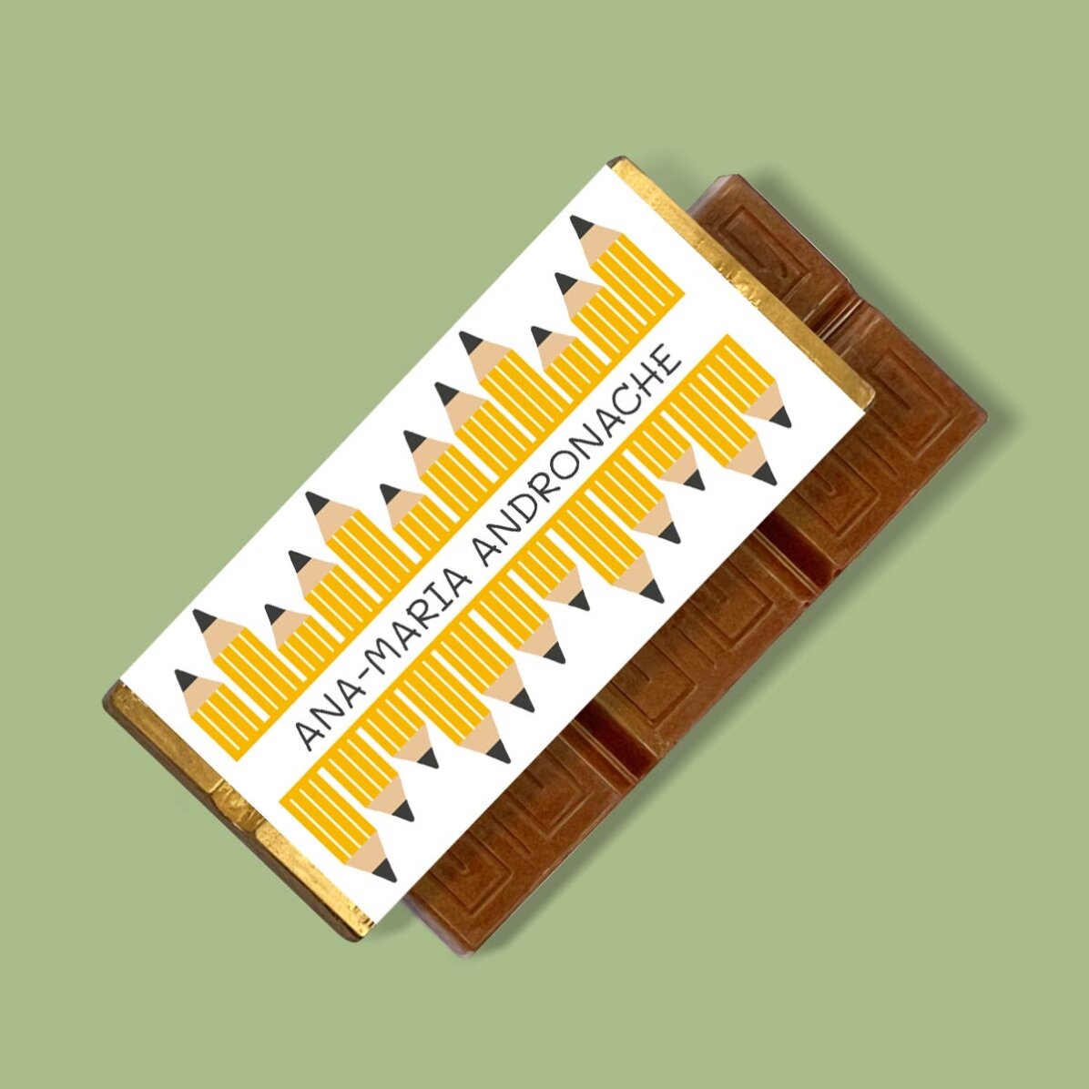 Mini tabletă de ciocolată personalizată cu mesaj - Creioane