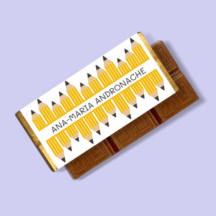 Mini tabletă de ciocolată personalizată cu mesaj - Creioane