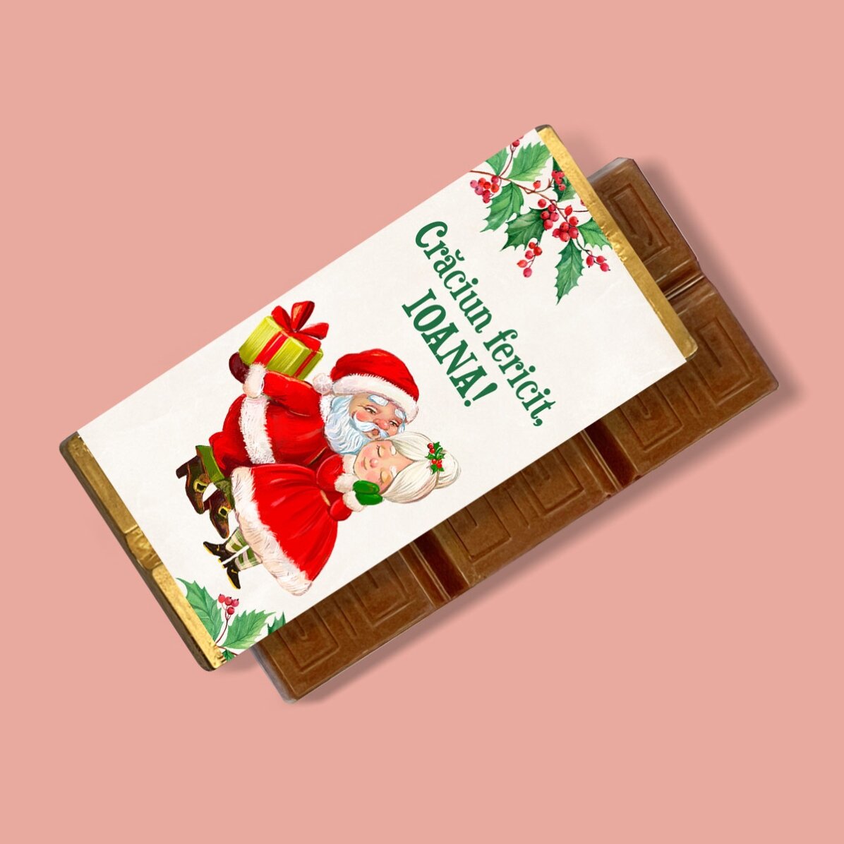 Mini tabletă de ciocolată personalizată cu mesaj de crăciun - Love