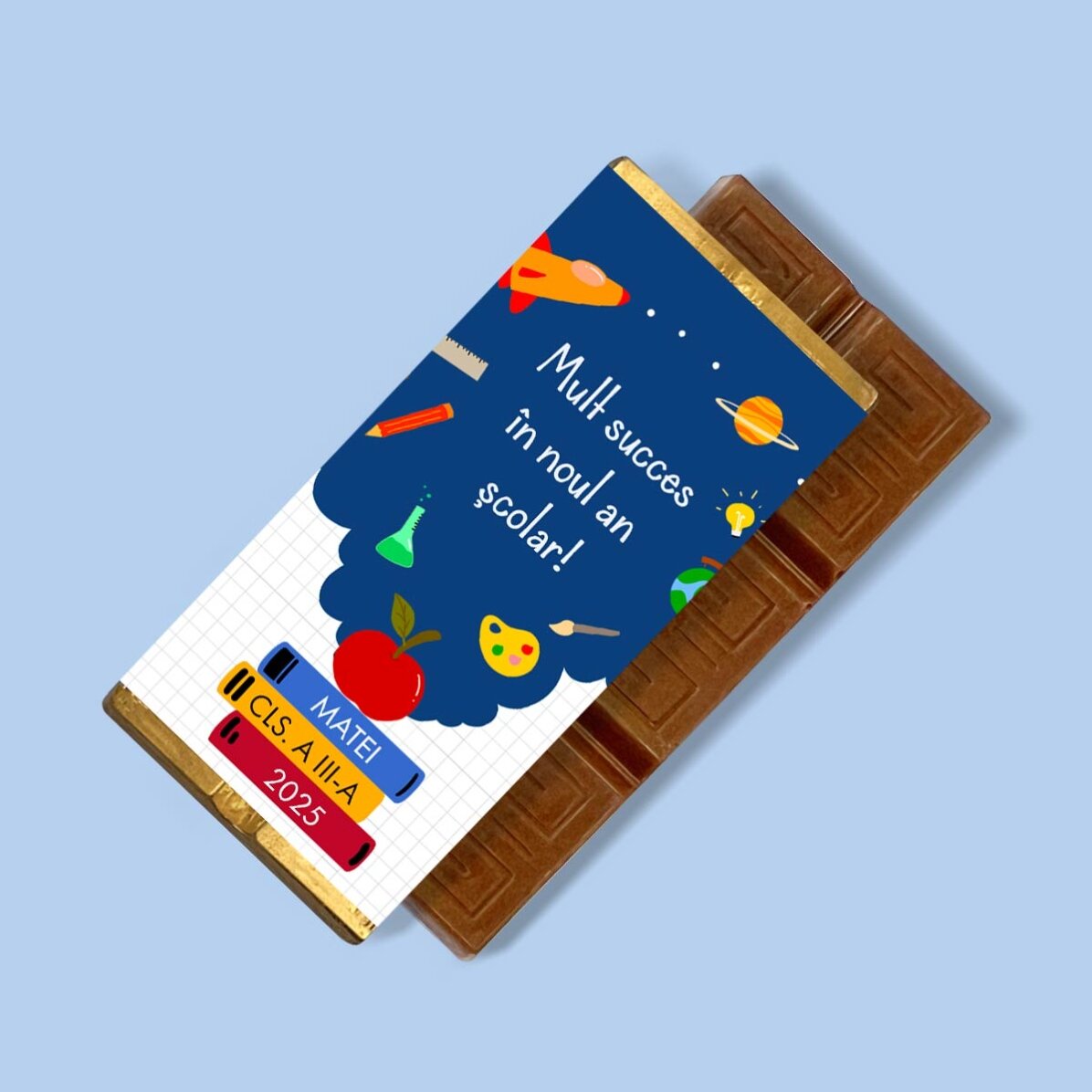 Mini tabletă de ciocolată personalizată cu mesaj - Mult succes!