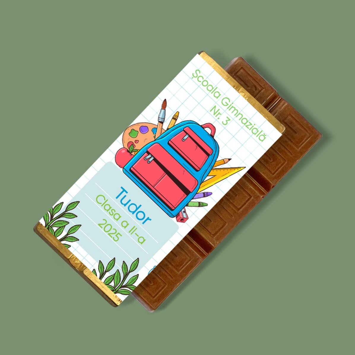 Mini tabletă de ciocolată personalizată cu mesaj - Prima zi de școală