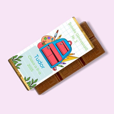 Mini tabletă de ciocolată personalizată cu mesaj - Prima zi de școală
