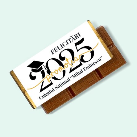 Mini tabletă de ciocolată personalizată cu mesaj și an - Felicitări pentru absolvire