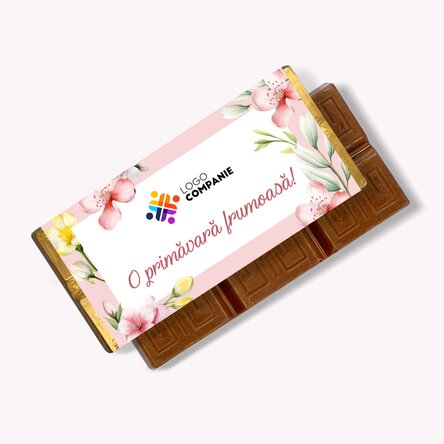 Mini tabletă de ciocolată personalizată cu mesaj și logo - Primăvară