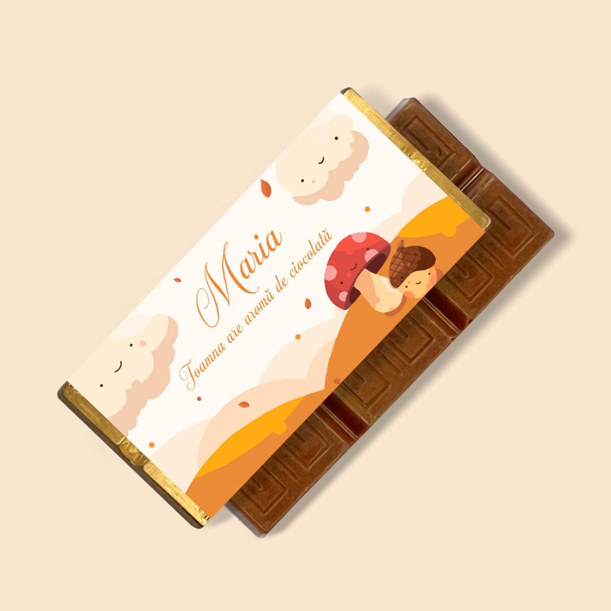 Mini tabletă de ciocolată personalizată cu mesaj - Toamnă