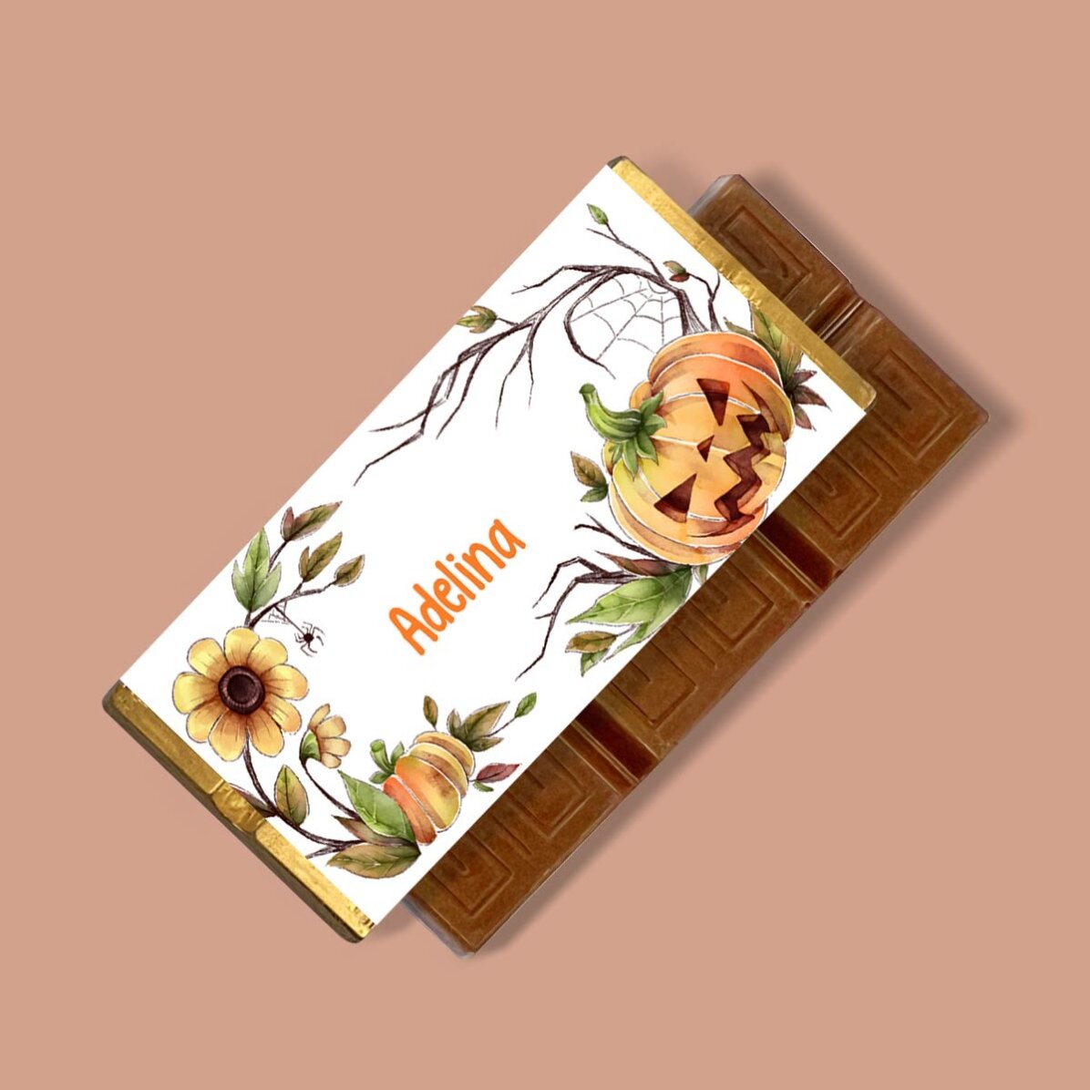 Mini tabletă de ciocolată personalizată cu nume - Halloween