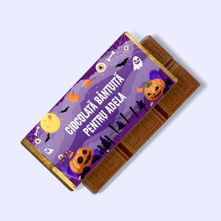 Mini tabletă de ciocolată personalizată cu text - Ciocolată bântuită