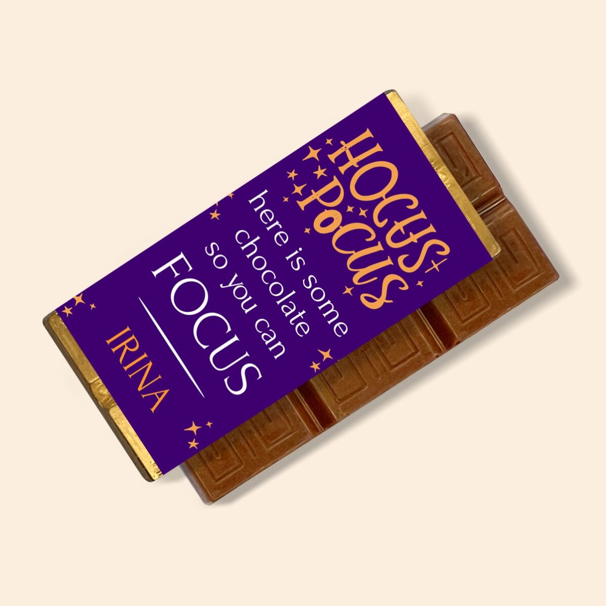 Mini tabletă de ciocolată personalizată cu text - Hocus Pocus